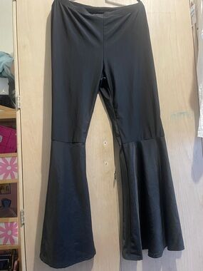 Black Flared Stretch Pants with Wide Bell Legs